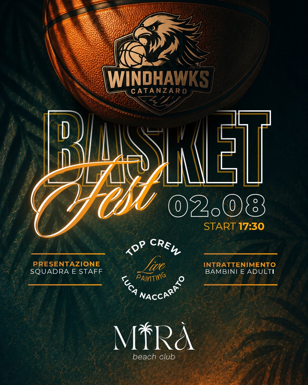 Locandina Basket Fest Mirà Beach Club, 2 agosto 2026