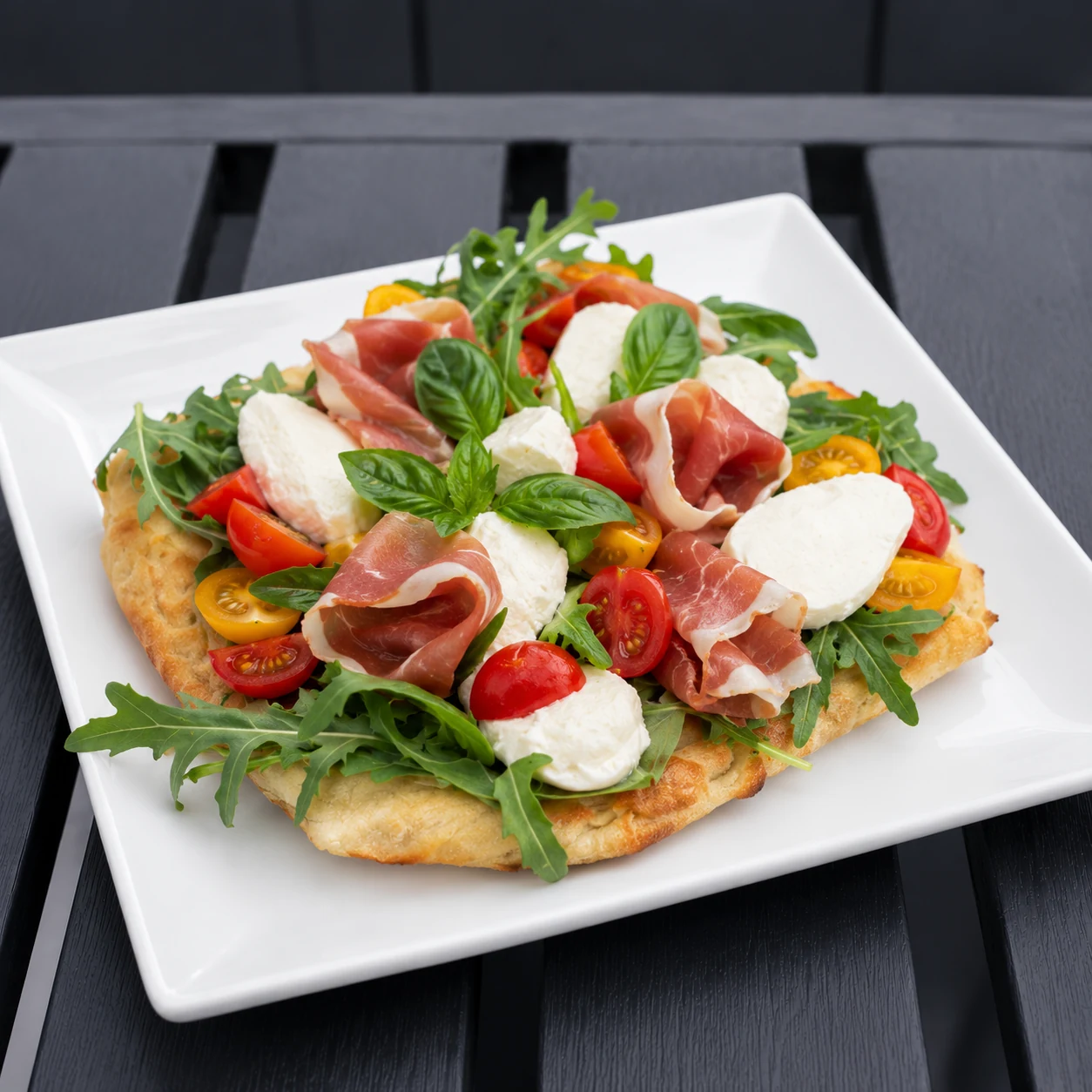 Pinsa caprese e crudo